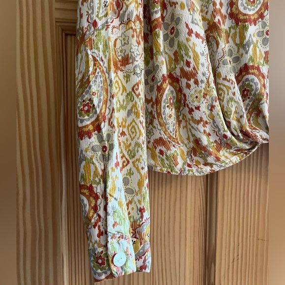 Christian Siriano LightWeight Long sleeve Faux Wrap Paisley Blouse Size M - Picture 6 of 9